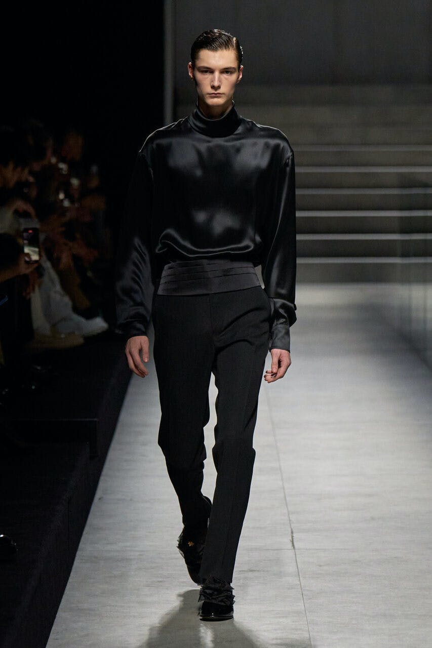 fashion long sleeve adult male man person pants coat formal wear runway
