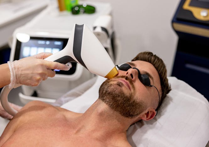 adult male man person blow dryer device electrical device ultrasound face head