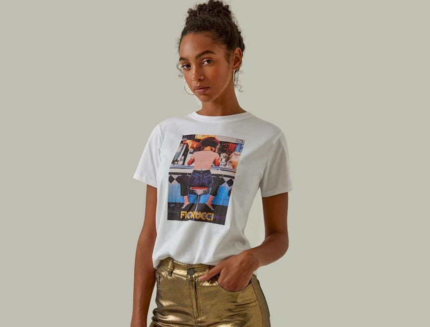 clothing apparel female person human t-shirt woman sleeve