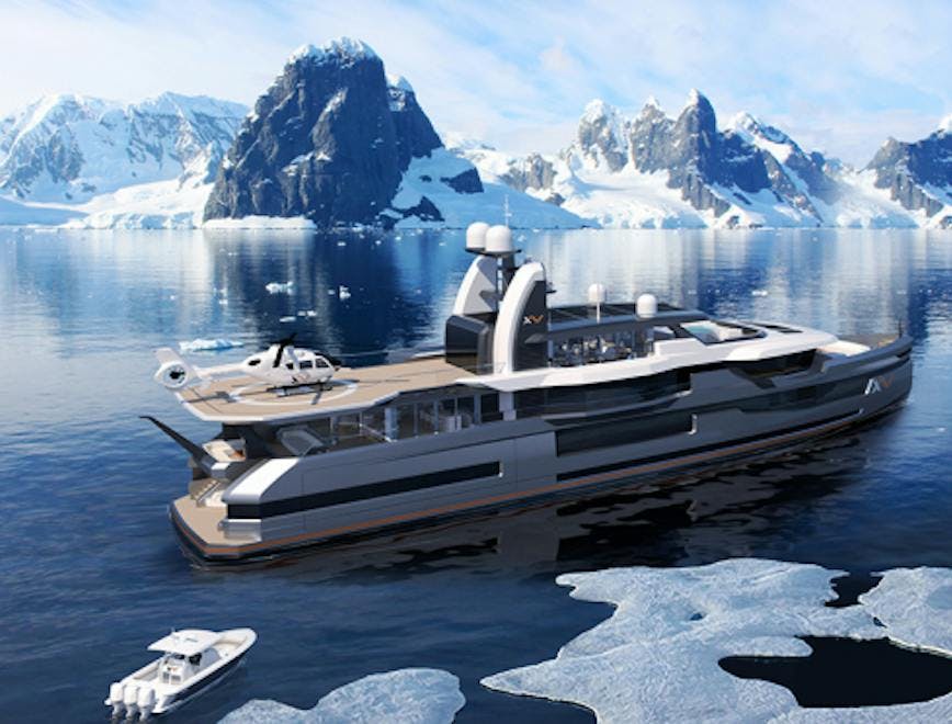 boat vehicle transportation person human yacht ice outdoors nature