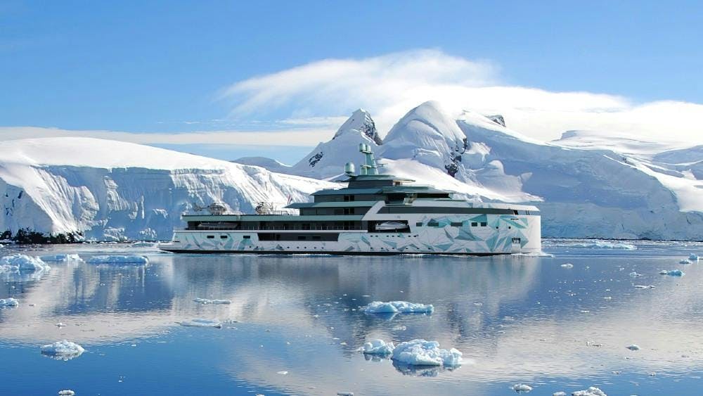 boat vehicle transportation nature ice outdoors yacht mountain snow