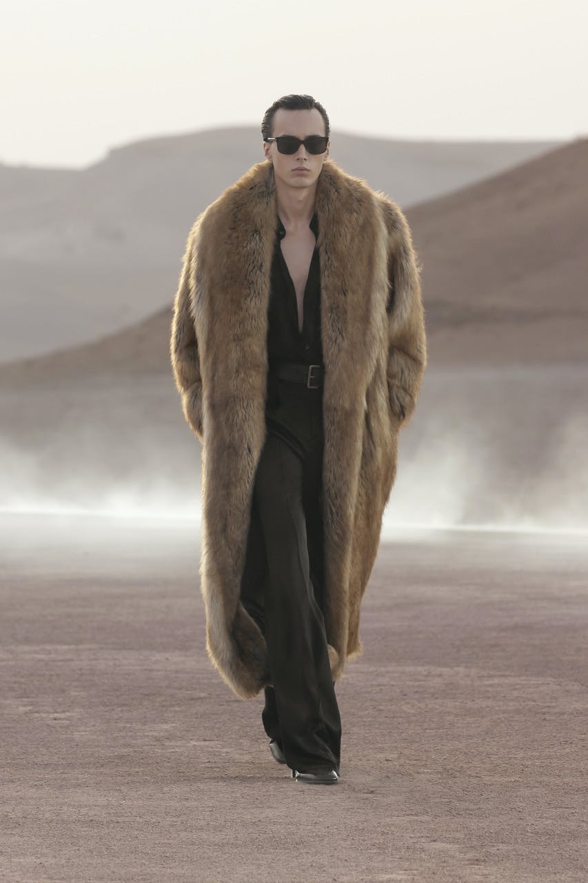 clothing apparel overcoat coat sunglasses accessories accessory person human