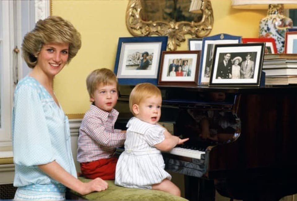 Princesa Diana e príncipes Harry e William