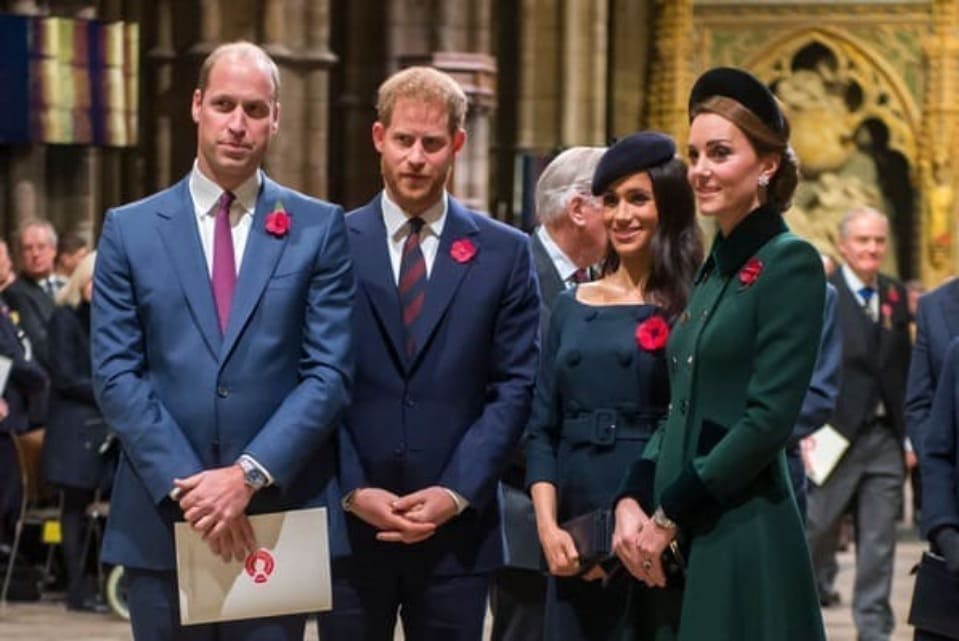 Meghan Markle, príncipe Harry,  Kate Middleton, príncipe William