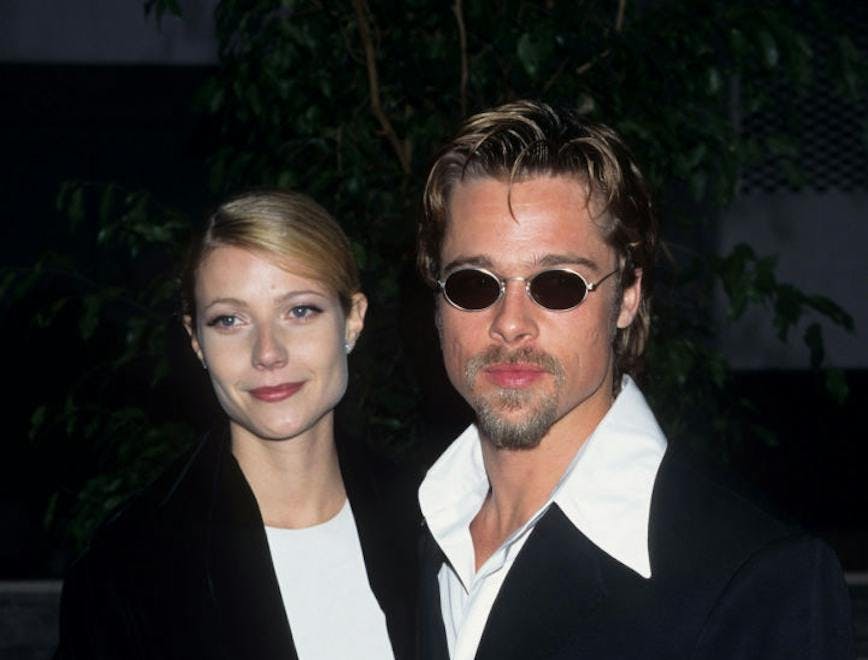 Gwyneth Paltrow e Brad Pitt nos anos 90 (Foto: Getty Images)