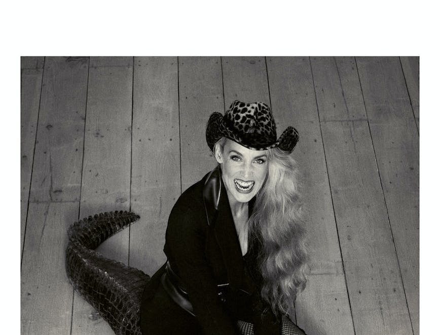 photography face person portrait adult female woman shoe hat crocodile