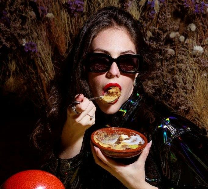 accessories sunglasses eating food person adult female woman face head