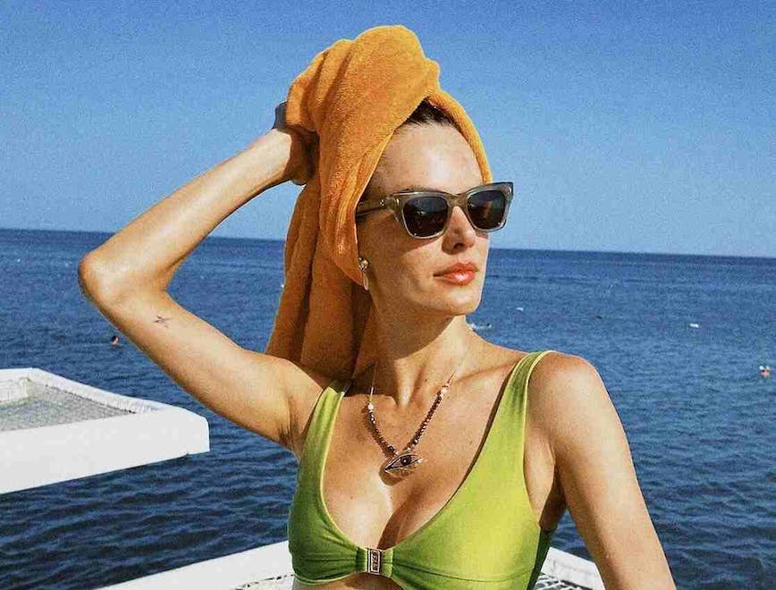 clothing swimwear bikini adult female person woman accessories sunglasses face