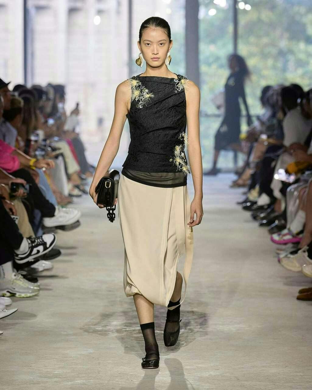 adult female person woman fashion clothing footwear shoe sleeve skirt