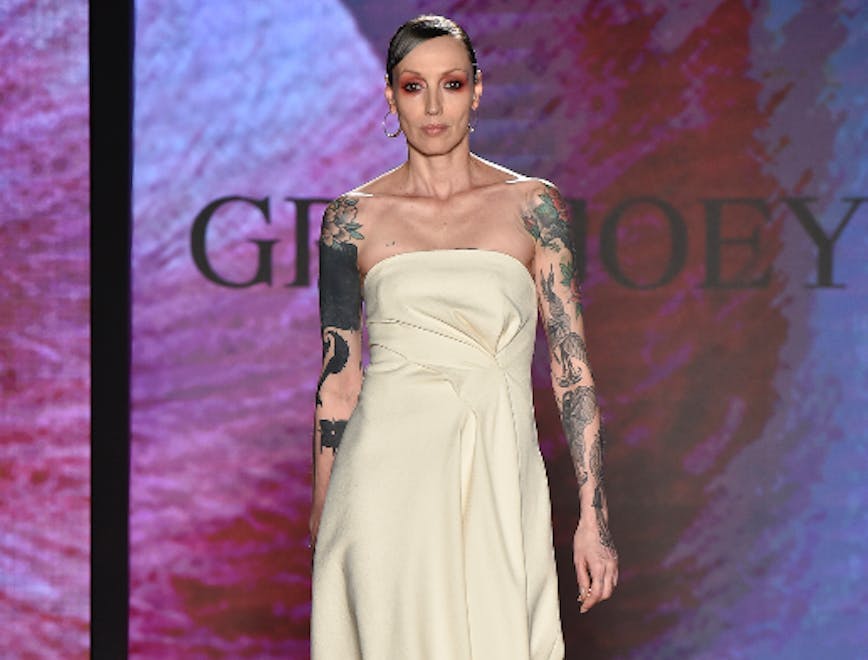 fashion formal wear dress evening dress person tattoo adult female woman gown