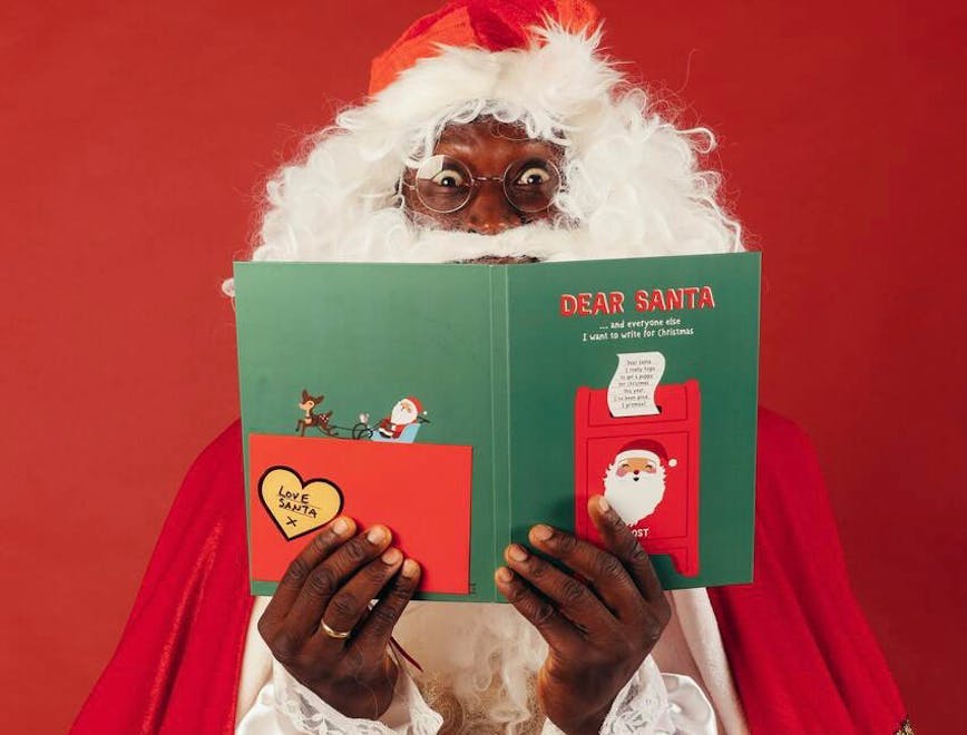 festival christmas person face head book publication santa claus