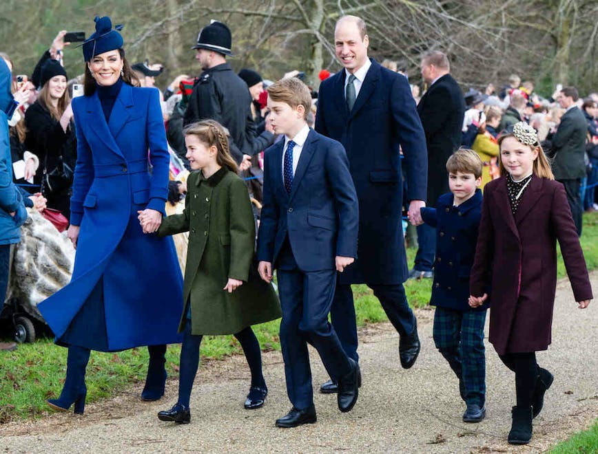 Kate, Charlotte, George, William, Louis e Mia Tindall (Foto: Getty Images)