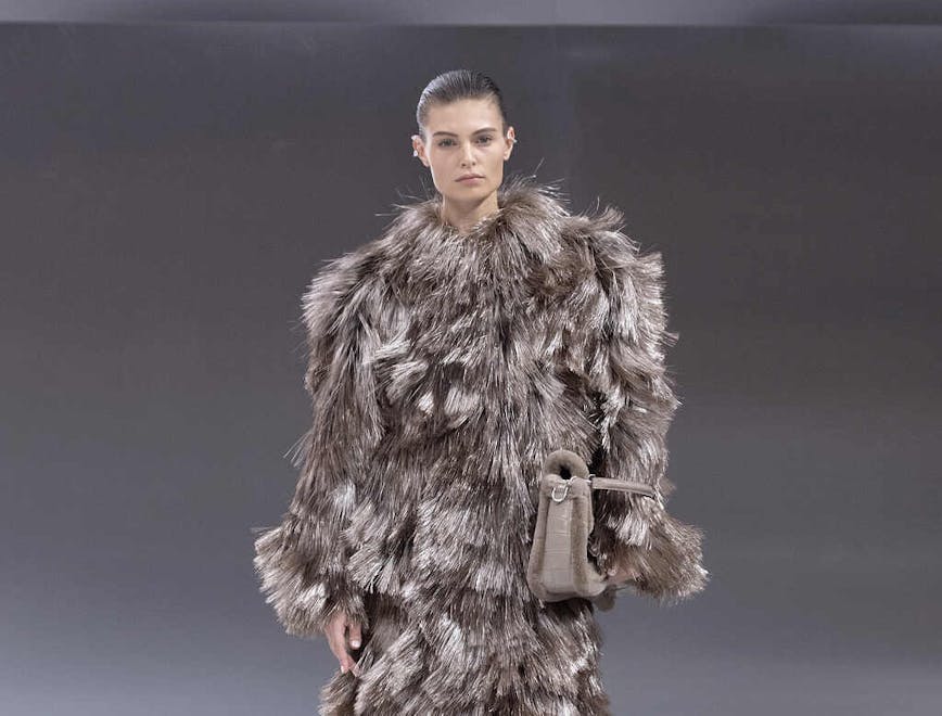 adult female person woman clothing coat fur fashion lady